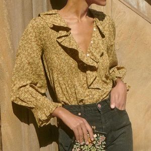 DÔEN Hardy Floral Top in Gold Winter Meadow